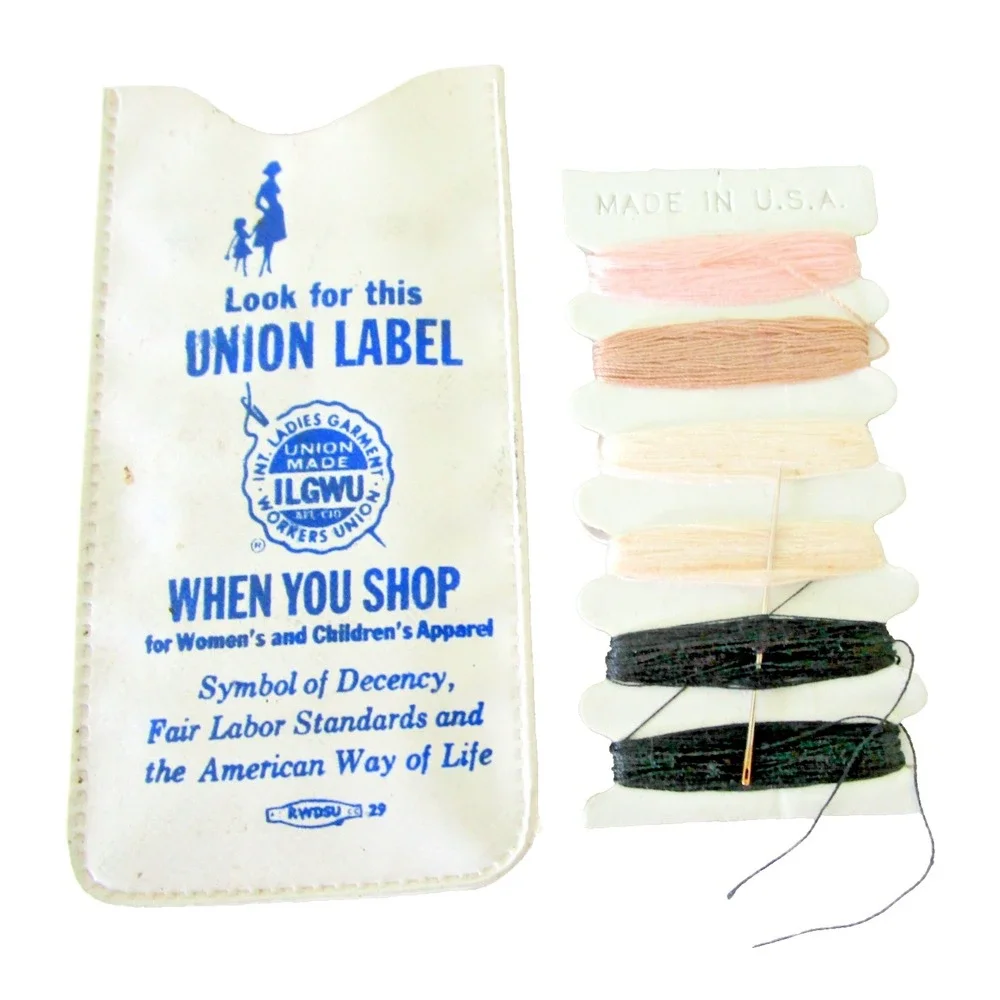 Union Label Vintage Sewing Mending Kit Ladies Garment Workers Union ILGWU - USA